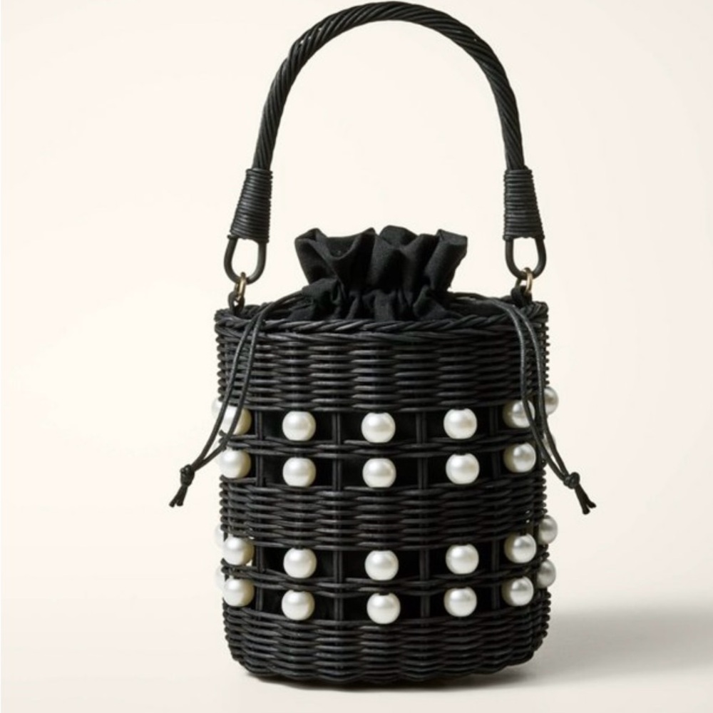 Kate Spade | Target Black Woven Bag with Pearl Accents. NWT